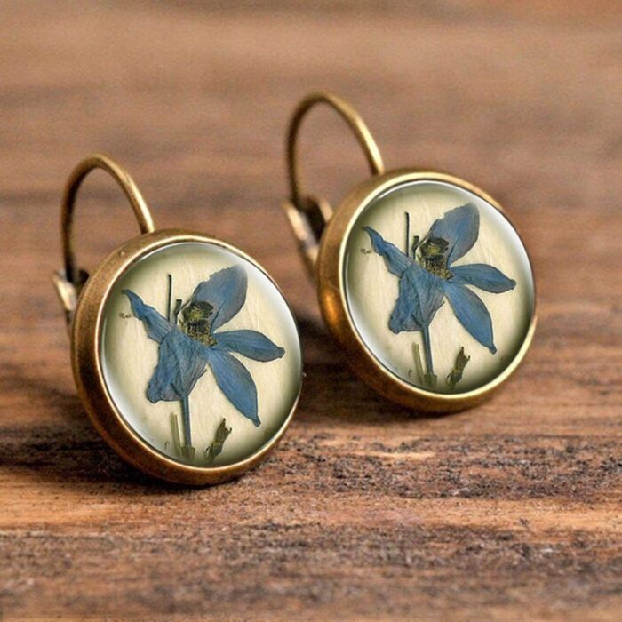 Μικρά Μπρούντζινα Σκουλαρίκια Blue Lily