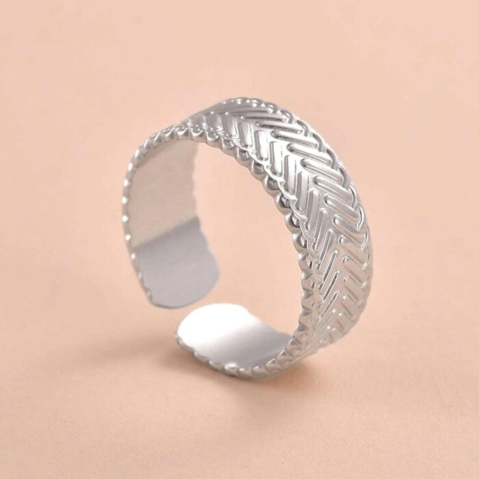 Ασημί Boho Minimal Ατσάλινο Δαχτυλίδι Band