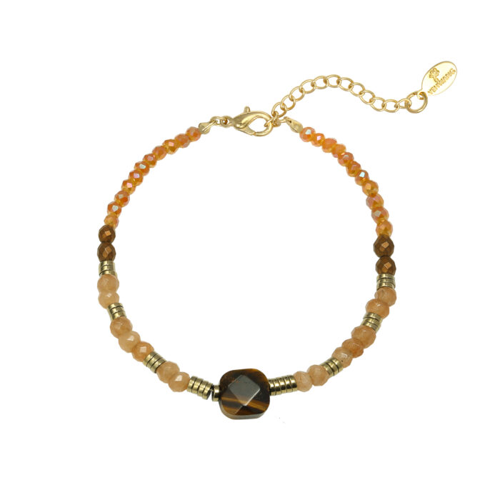Χρυσό Βραχιόλι με Ημιπολύτιμους Λίθους - Μάτι Τίγρη