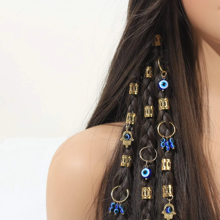 Boho 16 Χρυσοί Κρίκοι Μαλλιών Evil Eye Hamsa