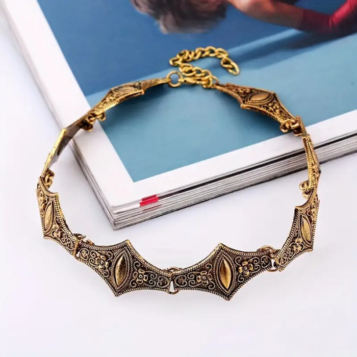 Σκαλιστό Μεταλλικό Χρυσό Antique Gothic Choker