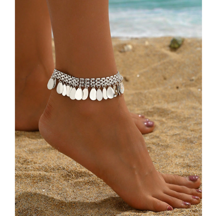 Boho Anklet με Οβάλ Drops - 2 Χρώματα